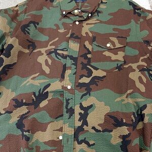 Ralph Lauren Men's Green and Brown Camouflage Shirt Jacket